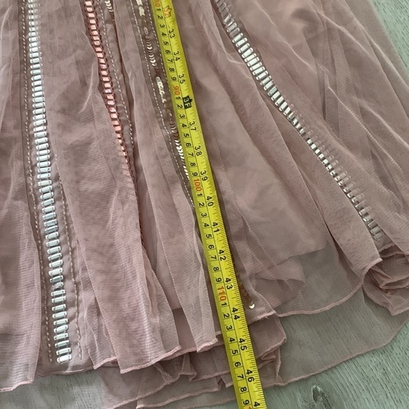 ASOS SALON Sequin Mesh Fit and Flare Midi Dress dress pink beaded size 2 prom - Picture 15 of 15